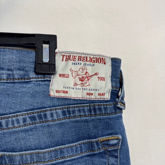 True Religion Jeans Mens Size 34 Blue Rocco Relaxed Skinny Denim Distressed - Picture 9 of 11